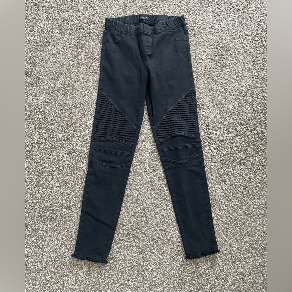 Black moto style jeggings